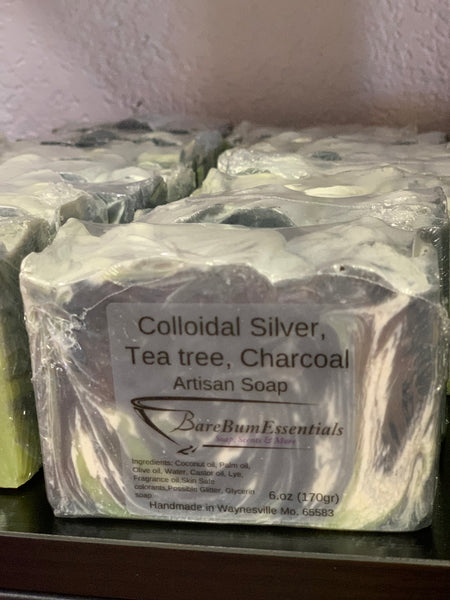 Colloidal Silver, Tea tree and charcoal Soap bar